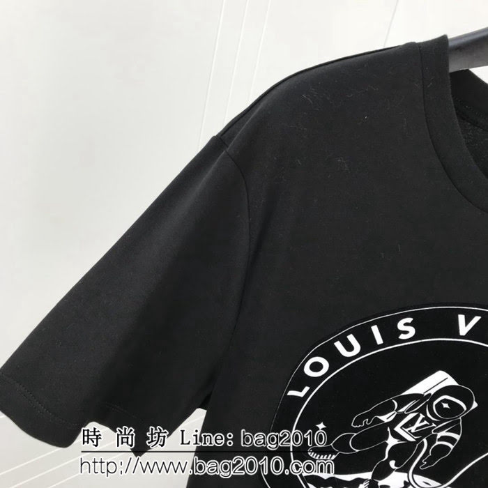LV路易威登 太空宇航員系列 官網秀款 19ss早春新款 黑色純棉短袖 男女同款 ydi1813